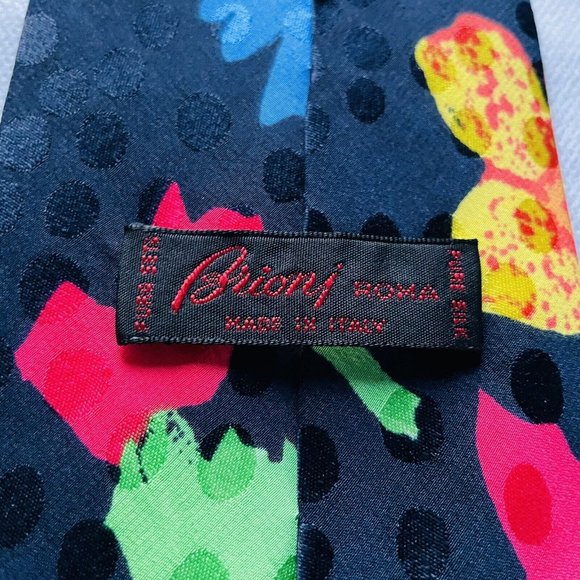 Brioni Italy Silk Neck Tie Floral Art Colorful Pattern Classic Cut 4x59” - Picture 5 of 7